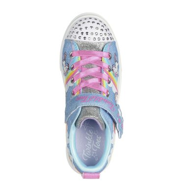 Skechers Jumpin Clouds παιδικά sneakers με φωτάκια σε denim blue για κορίτσι